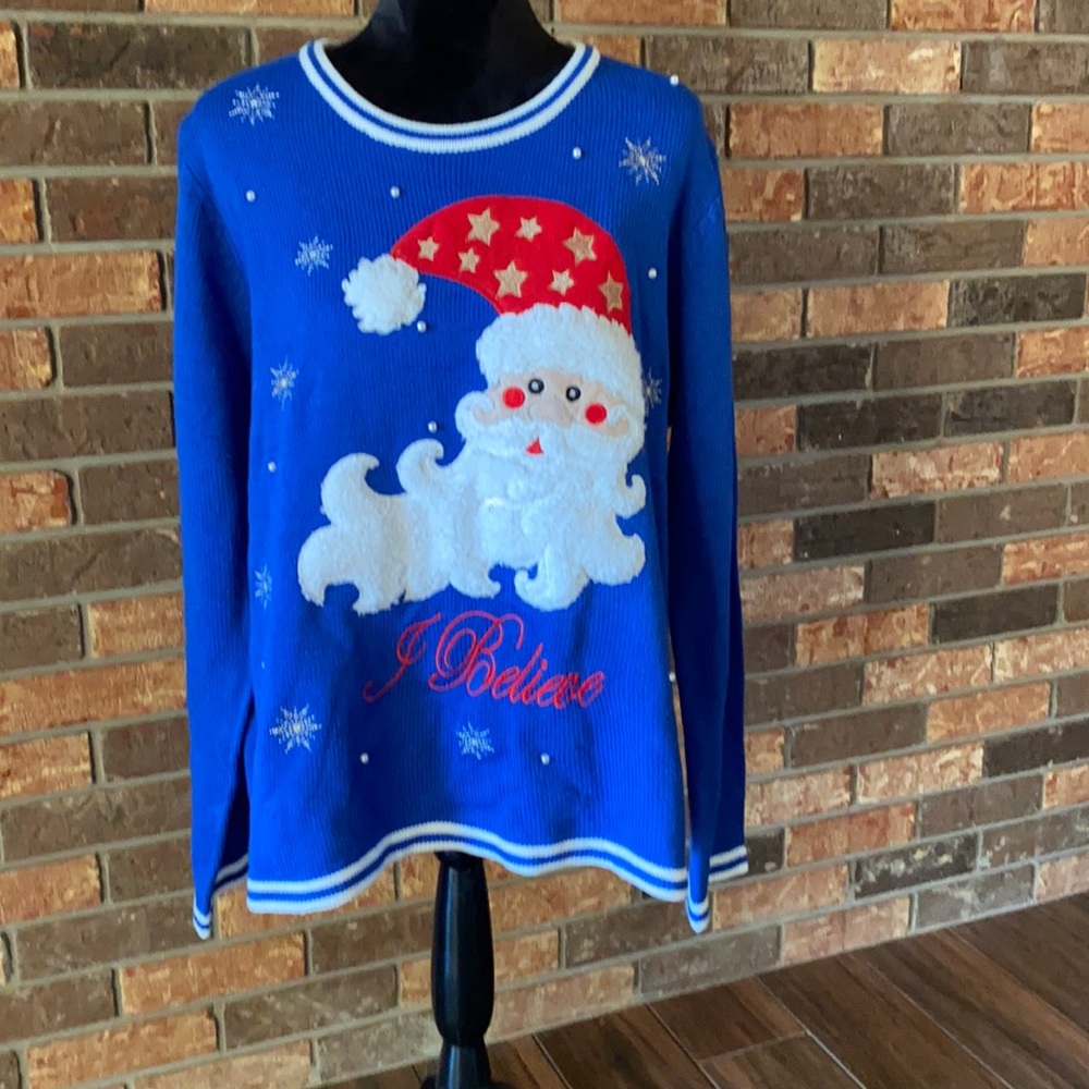 Size xxl blue and white santa Christmas sweater NWT